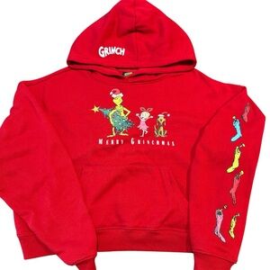 The Grinch's Print Hoodie Christmas Sweatshirt Hooded Pullover Top Sz SM unisex